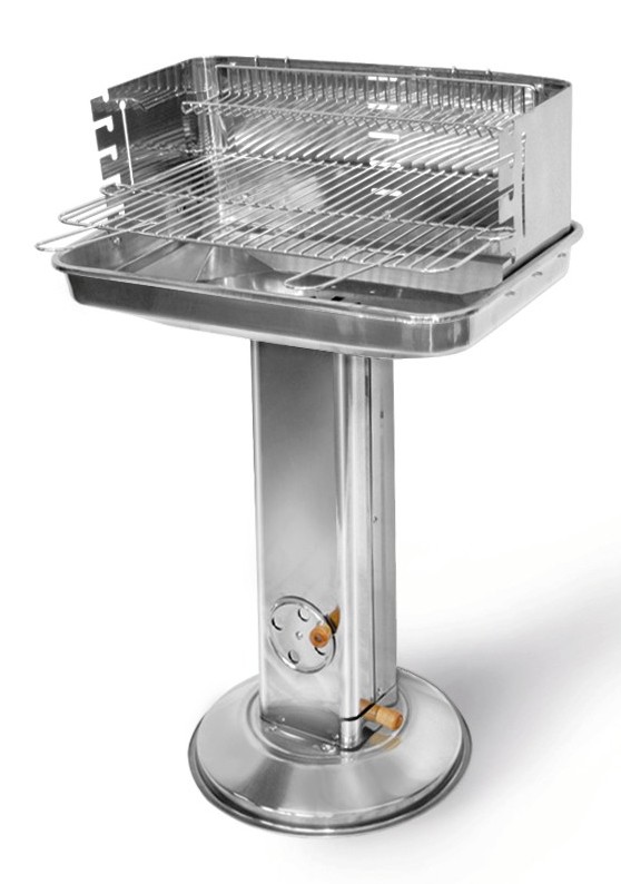 Edelstahl Grill "Köln" Rechteckig Säulengrill Holzkohlegrill